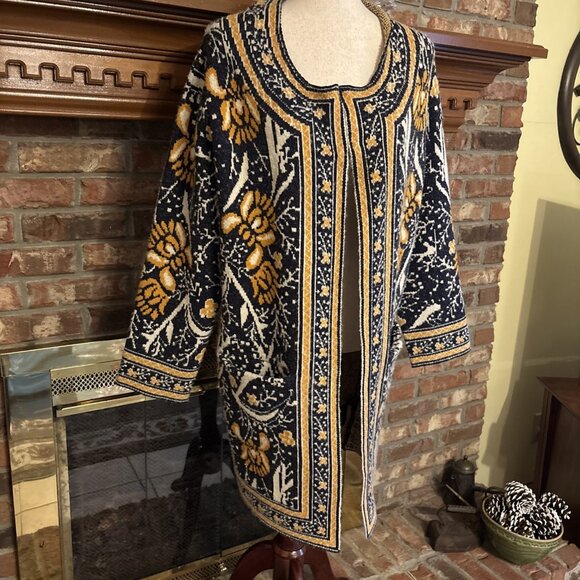 maxsport long cardigan Blue & Yellow Size Medium - Picture 2 of 6